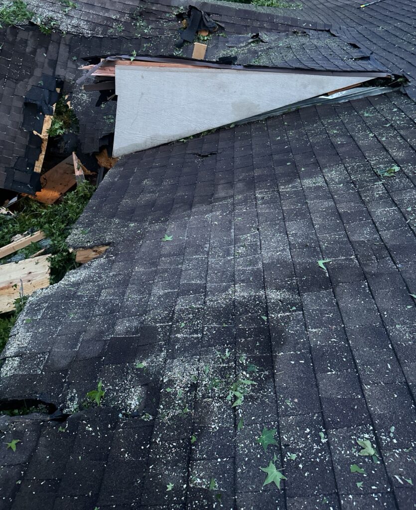 hail damage on roof in aledo home