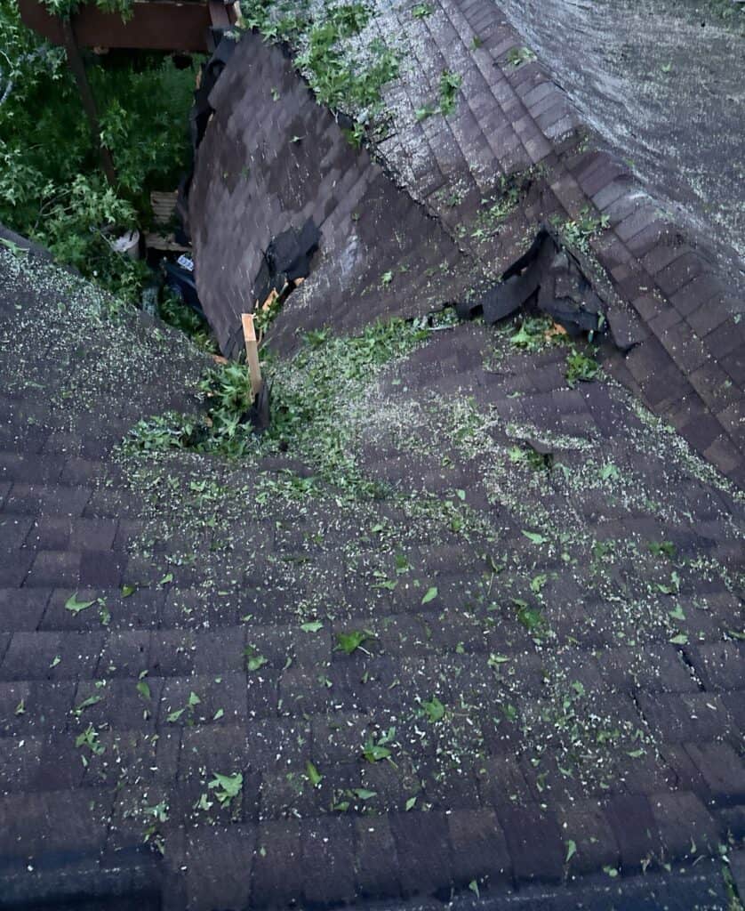 roof damaged by hail in aledo