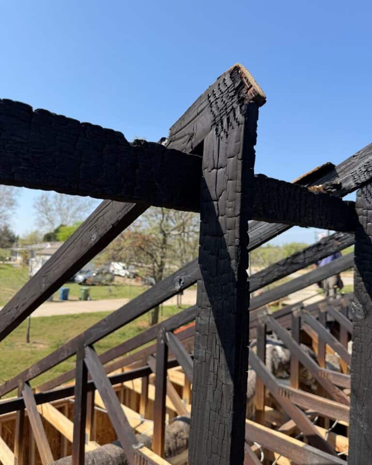 Lightning and power surges can cause hidden fire damage in roofs.
